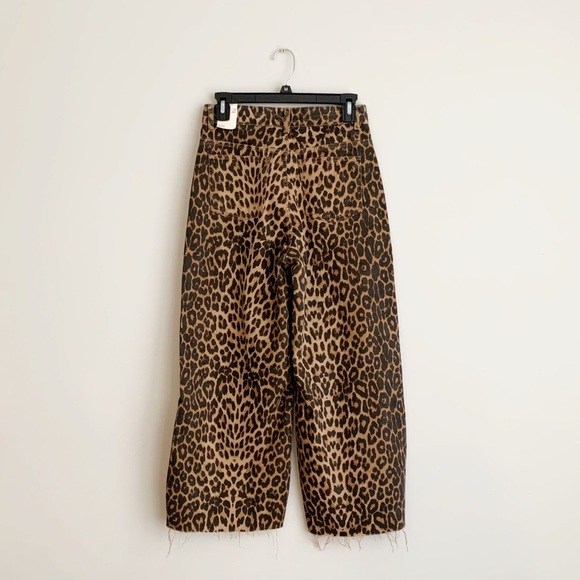 Zara Leopard Mid Rise Wide Leg Crop Culotte Jean - Picture 10 of 14